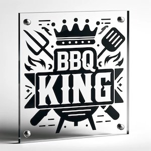 Father&#39;s Day BBQ King Plaque | Engraved Award | Engraved Acrylic Plaque