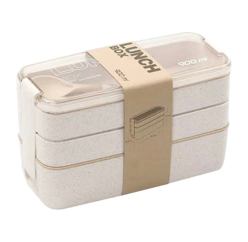 Portable Insulated Lunch Container Set Multi-layer Combination Picnic Lunch  Box_happyshop 3 Layer Beige