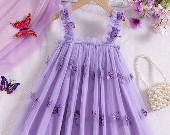 Robe papillon pour petite fille, robe pour petite fille, robe 1er anniversaire de bébé fille, robe Cake Smash, robe en tulle rose, robe papillon pour bébé