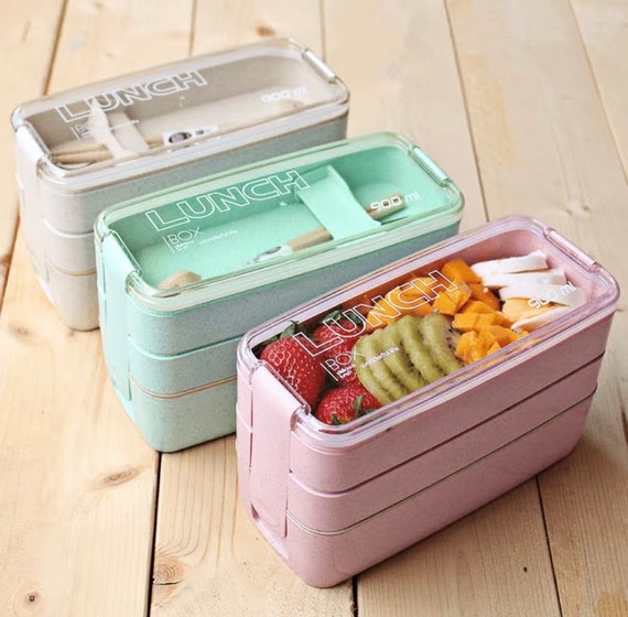 Portable 3-layer Japanese Lunch Box With Utensils, Bento Box 