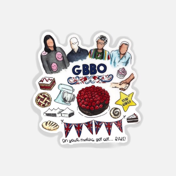 Autocollant vinyle Great British Baking Show, autocollant fan art, gbbo, cuire au four