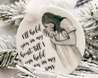 Angel baby ceramic ornament, miscarriage Christmas ornament, infant loss, hold you in my heart, stillborn