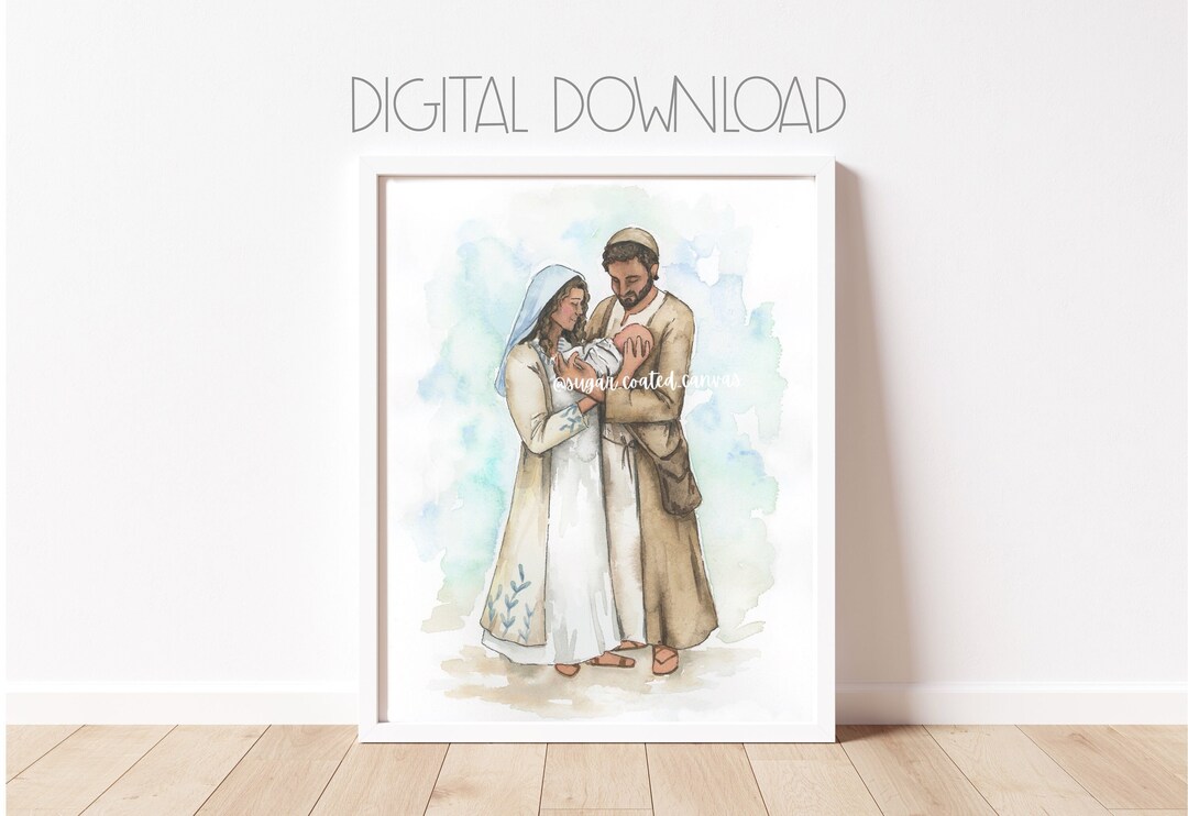 Mary and Joseph Print Digital Download | Baby Jesus Painting | Christ ...