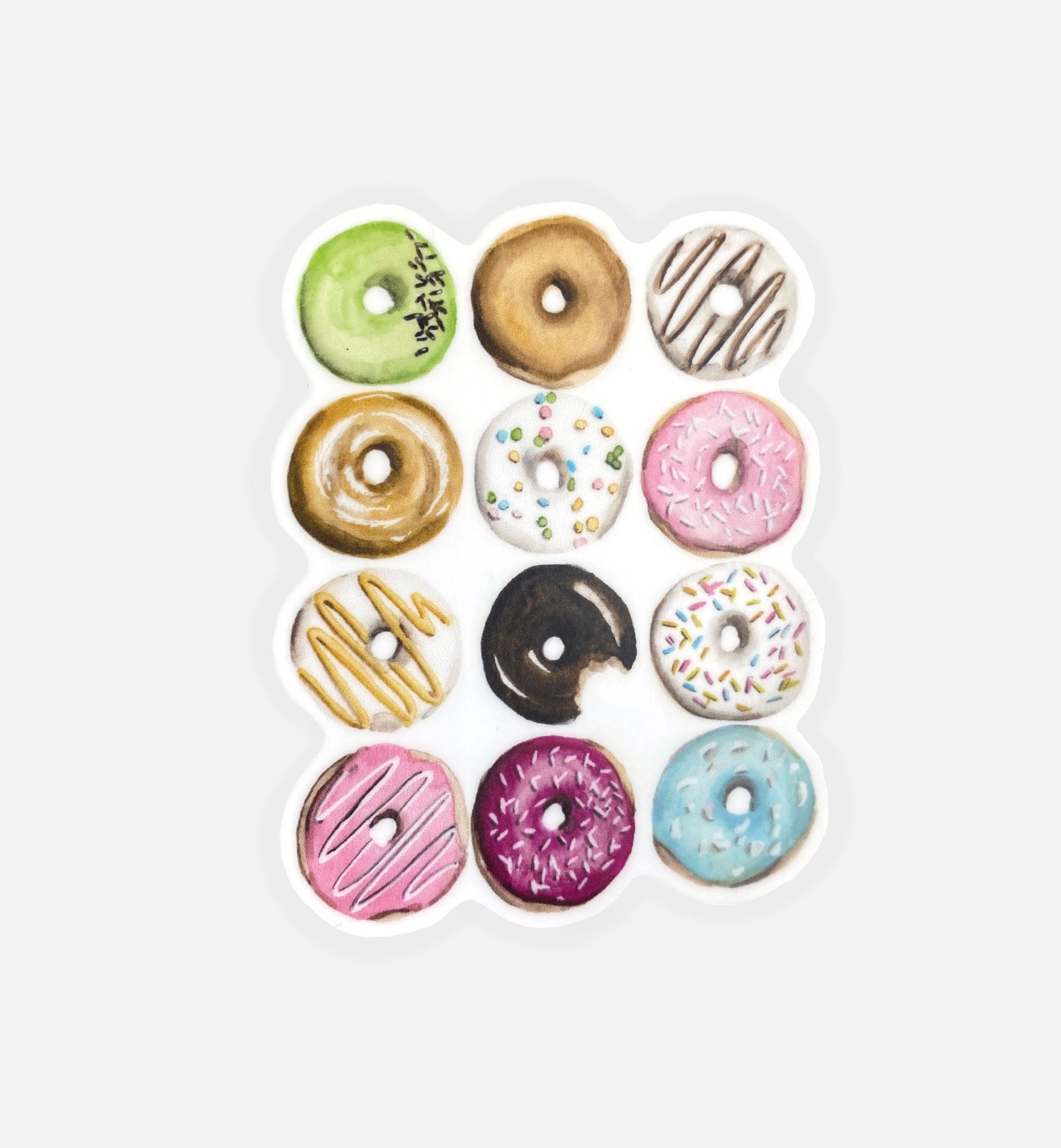 Donut Doughnut Sticker Dessert Vinyl Sticker Watercolor Etsy