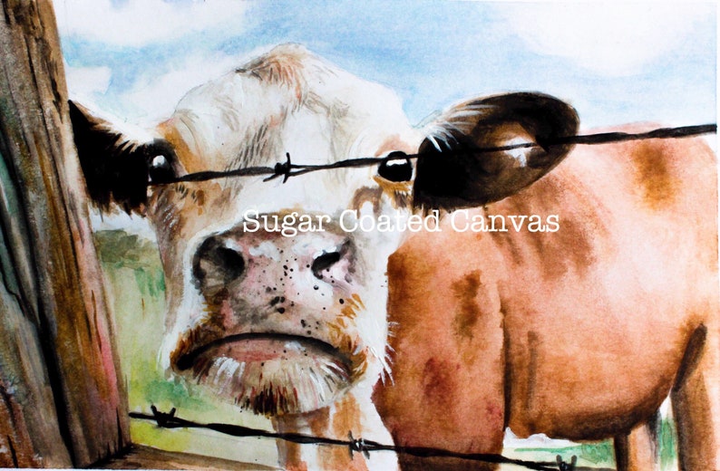 Cow Painting Cow Watercolor Print Farmhouse wall art Farm animal watercolor paintings Cute Cow Picture image 2