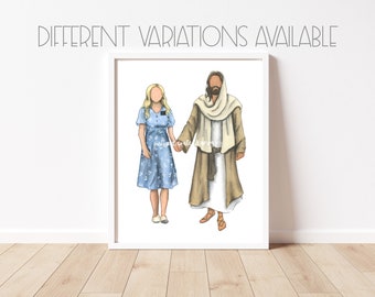 Missionary with Jesus Christ watercolor print, sister missionary, missionary watercolor artwork, mission sign, lds missionary custom