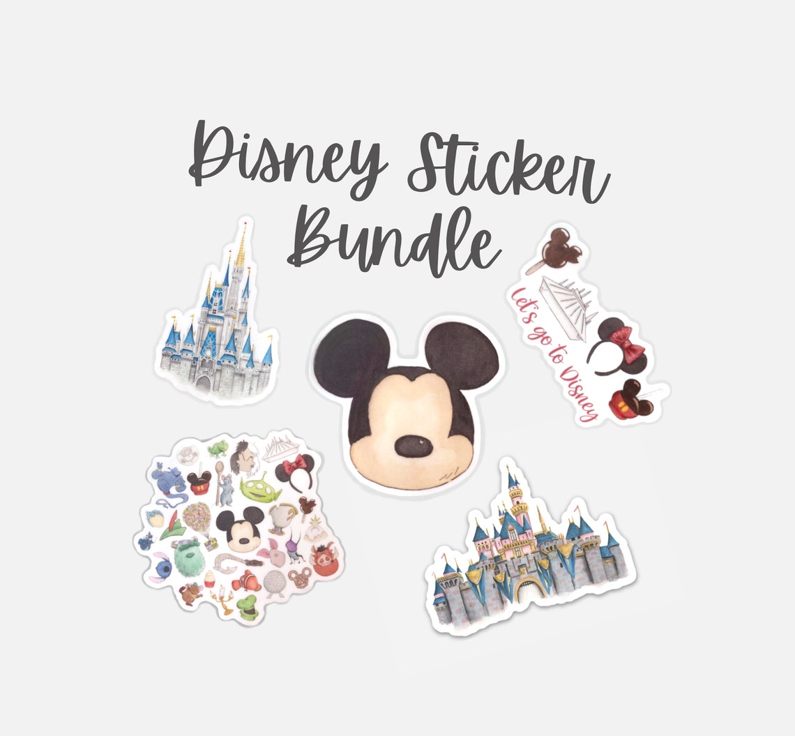 Disney Sticker Bundle of 5 Five Disney Vinyl Stickers Walt Etsy
