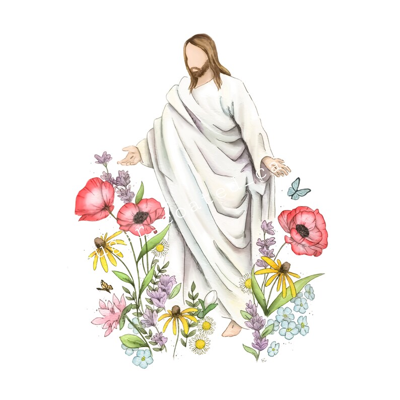 Jesus Christ in Flowers Easter Jesus Christ Christian Art Etsy