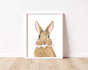 Aquarelle de lapin, art de Pâques, peinture de lapin, art animalier