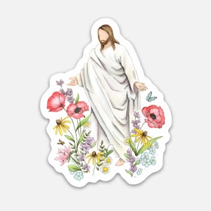 Jesus Christ Sticker, vinyl Jesus sticker, Jesus in Flowers, Easter sticker, bible sticker, Christian sticker