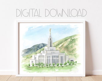 Watercolor Print | Draper Temple painting | lds Draper temple | Temple Art