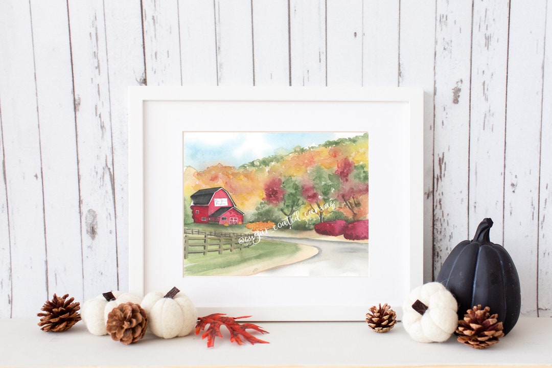 Fall Watercolor Print Fall Art Fall Leaves Painting Fall Landscape - Etsy