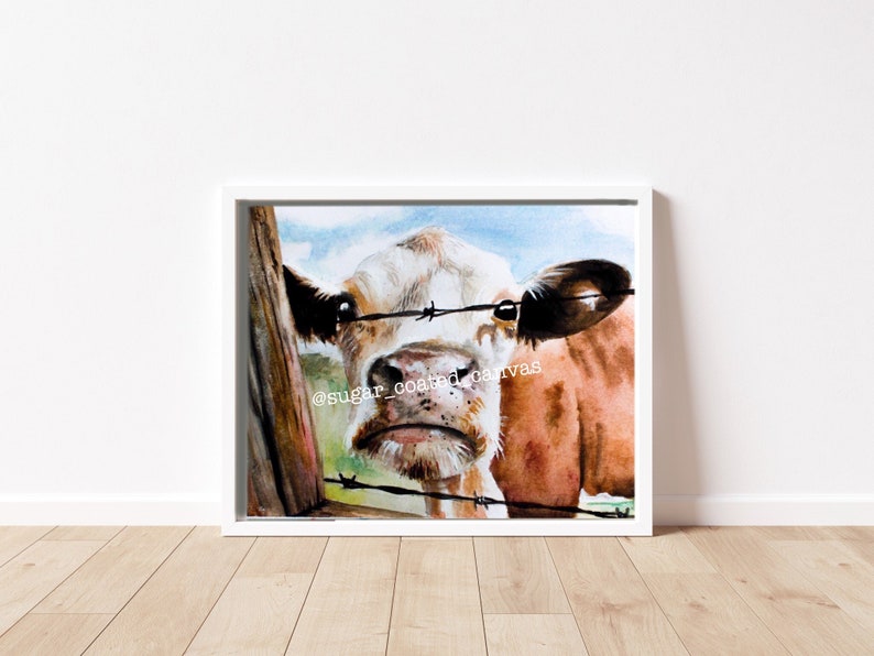 Cow Painting Cow Watercolor Print Farmhouse wall art Farm animal watercolor paintings Cute Cow Picture image 1