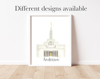 Draper temple, Draper watercolor painting, watercolor print, Draper Utah temple art