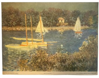 Vintage 1937 Claude Monet "The Seine Near Argenteuil" Art Print 13.75” x 10.75”