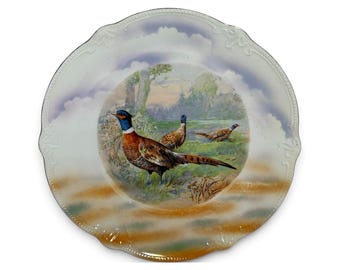 Antique German Porcelain Pheasant Plate – B.T. Co. Crown Circa 1891–1920s, BT Bird Cabinet