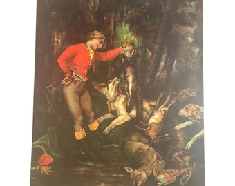 Courbet 'After The Hunt' 1937 Vintage Art Print, 14x10.5 Inches