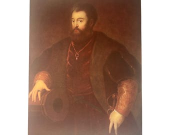1937 "Alfonso D’Este, Duke Of Ferrara" Vintage Print By Titian 13.75x10.5