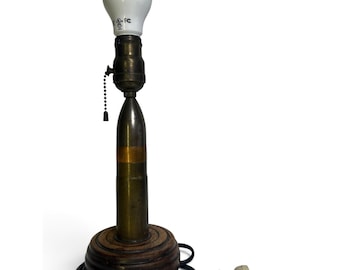 Vtg Trench Art WWII Brass Artillery Shell Bullet Desk Table Lamp Light Antique