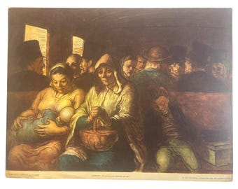 Third-Class Carriage By Daumier 1937 Print 13.75" X 10.5" Depression Era