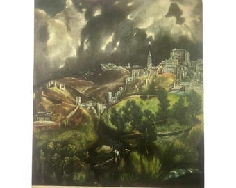 View Of Toledo By El Greco 1937 Art Print 13x11 Inches Gothic Style Landscape
