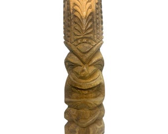 Figurine polynésienne hawaïenne vintage en bois tiki totem Nonu 9" sculptée à la main