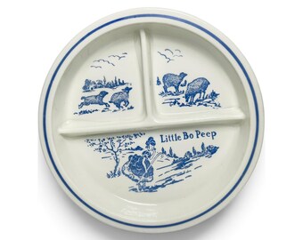 Vintage Hazel Atlas Little Bo Peep Divided Baby Plate Dish Nursery Rhyme White