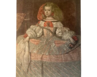 Vintage 1937 Print Of "The Infanta Margarita Teresa In Red" By Velasquez