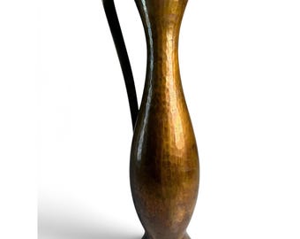 Vintage Zint Handarbeit Copper Brass Pitcher Vase Hand Hammered German Pitcher 10.5