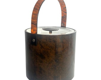 Seau à glace rétro Georges Briard en lucite écaille de tortue avec couvercle MCM années 60