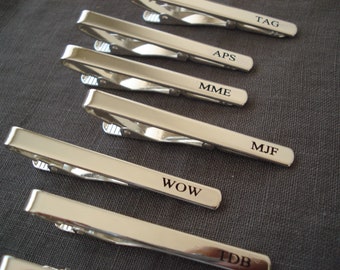 Personalized Groomsmen gift...Gold or Silver Custom engraved Tie Clip, Groomsmen, Best Man&#39;s gift, wedding gift, gift for him