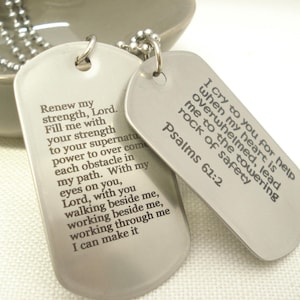 Prayers necklace...Bible verses, Scripture, Custom Engraved dog tag, Fraternity gift, best friend gift, wedding, Groomsmen gift