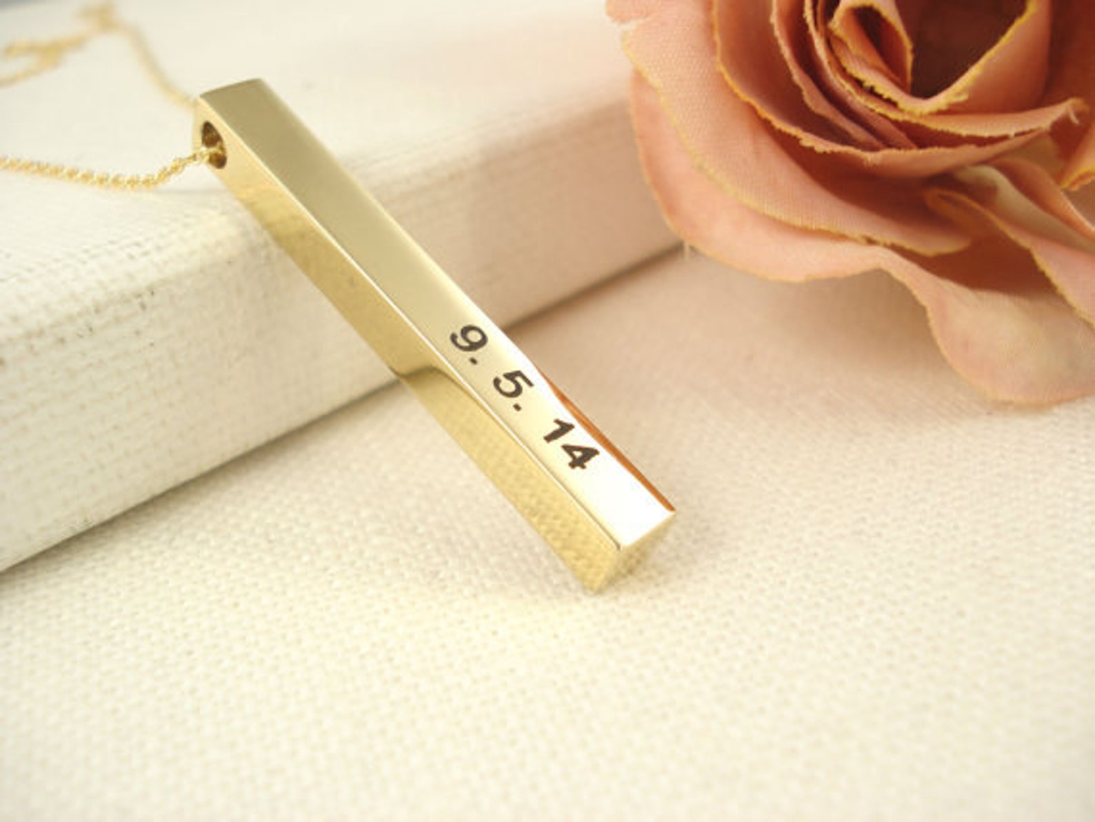 Personalized Vertical Gold Bar Necklace...3d Bar Custom Etsy