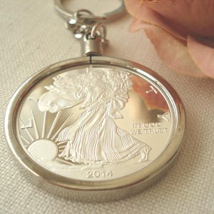 Eagle Liberty Dollar silver coin Key Chain,  His and Hers, Wedding gift, Best friend, Groomsmen gift, Bridesmaid gift
