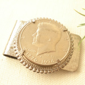 Personalized Groomsmen gift...custom engraved Kennedy half dollar bill folder  wedding gift, gift for him