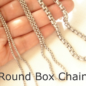 Round Box Chain Necklace...Stainless Steel Chain (316L) 2mm, 3mm, 4mm and 5mm chain for necklace, bracelet for men and women
