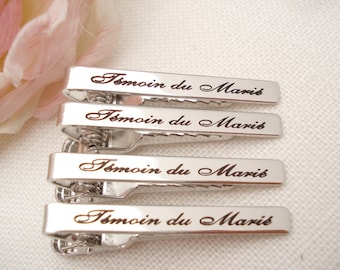 Personalized Groomsmen gift...Gold or Silver Custom engraved Tie Clip, Best Man gift, wedding gift, gift for him