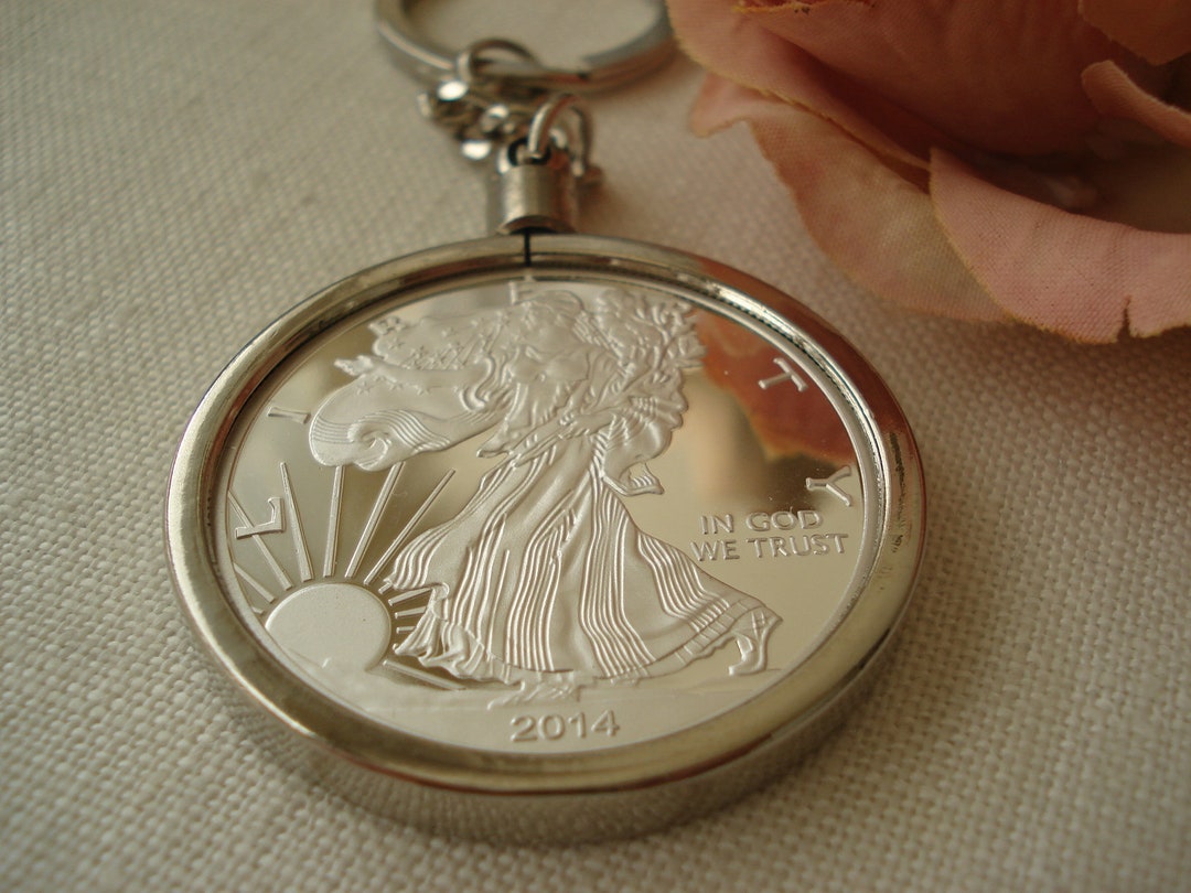 Eagle Liberty Dollar Silver Coin Key Chain, His and Hers