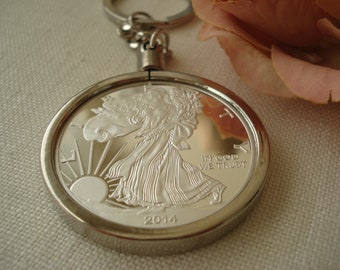 Eagle Liberty Dollar silver coin Key Chain,  His and Hers, Wedding gift, Best friend, Groomsmen gift, Bridesmaid gift