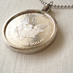 American Eagle Dollar silver coin necklace,  His and Hers, Wedding gift, Best friend, Groomsmen gift, Bridesmaid gift