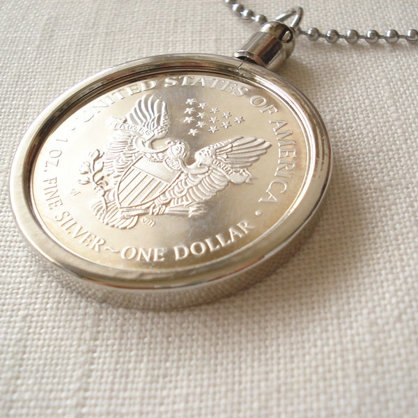 American Eagle Dollar silver coin necklace,  His and Hers, Wedding gift, Best friend, Groomsmen gift, Bridesmaid gift