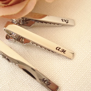 Personalized Groomsmen gift...Gold or Silver Custom engraved Tie Clip, Best Man gift, wedding gift, gift for him
