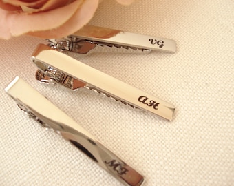 Personalized Groomsmen gift...Gold or Silver Custom engraved Tie Clip, Best Man gift, wedding gift, gift for him