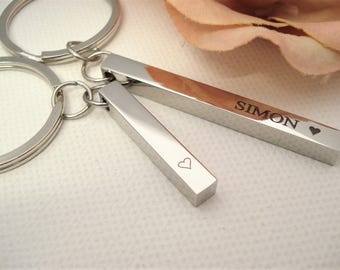 Personalized Key chain...Stainless steel bar, custom engraved Key ring, Best friend, Groomsmen gift, Bridesmaid gift