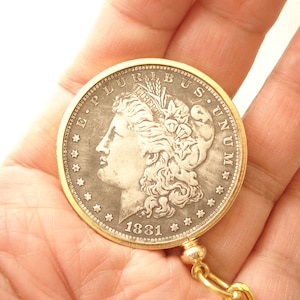 Morgan Dollar 1881 Silver coin Key Chain,  His and Hers, Wedding gift, Best friend, Groomsmen gift, Bridesmaid gift