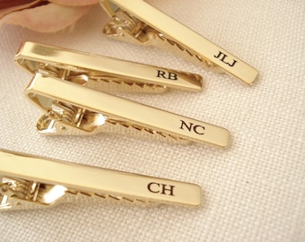 Personalized Groomsmen gift...Gold or Silver Custom engraved Tie Clip, Best Man gift, wedding gift, gift for him