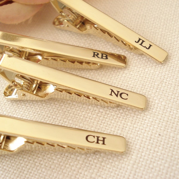 Personalized Groomsmen gift...Gold or Silver Custom engraved Tie Clip, Best Man gift, wedding gift, gift for him