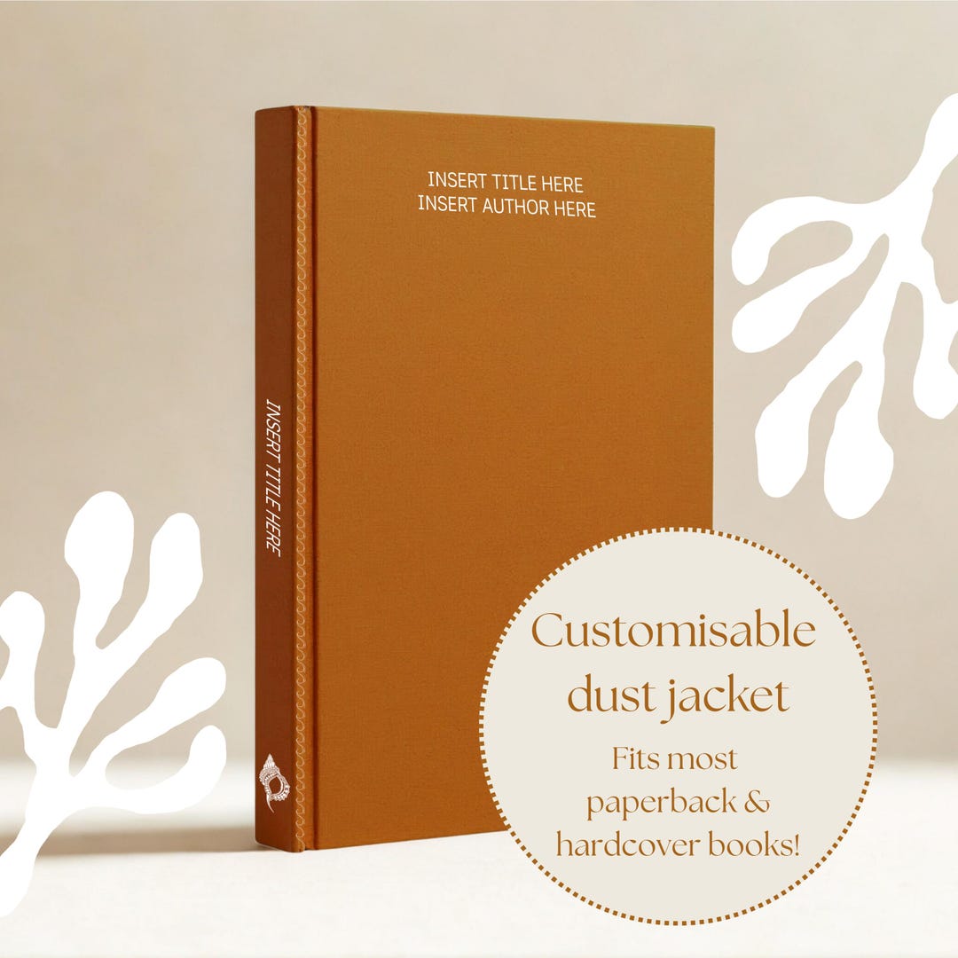 Customisable Handrawn Shell and Oceanic Book Cover in Ochre Orange ...