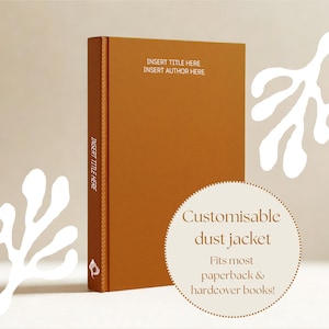 Customisable Handrawn Shell and Oceanic Book Cover in Ochre Orange, Digital Download Dust Jacket, Canva Template