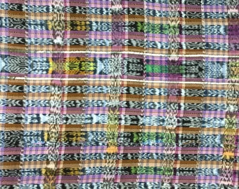 Vintage Guatemalan Fabric Cort\u00e9s Cotton Ikat Dyed Mayan textile fabric yardage